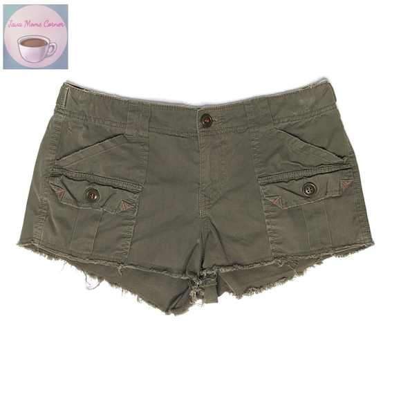 Lucky Brand Pants - Lucky Brand Distressed Mini Cargo Shorts Green